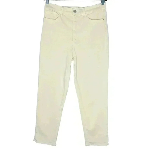 Athleta Sculptek Beige High Rise Jeans Women's 12 Straight Leg Ankle Stretch - Picture 1 of 5